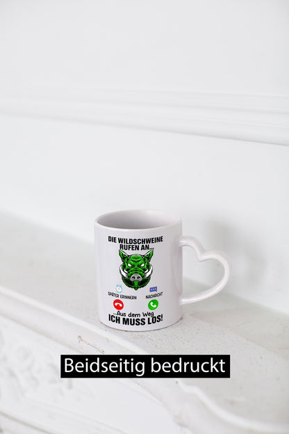 Wildschweinjagt | Wildscheine rufen an Jäger Humor Geschenkidee Tasse