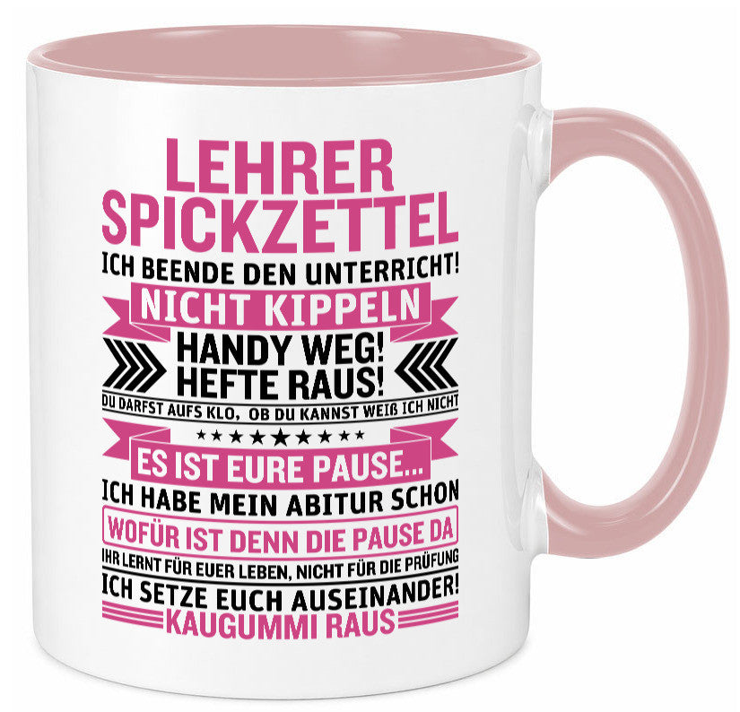 Lehrer Spickzettel | Beruf Tasse lustiger Spruch vl1 Geschenk Arbeit Kollegen