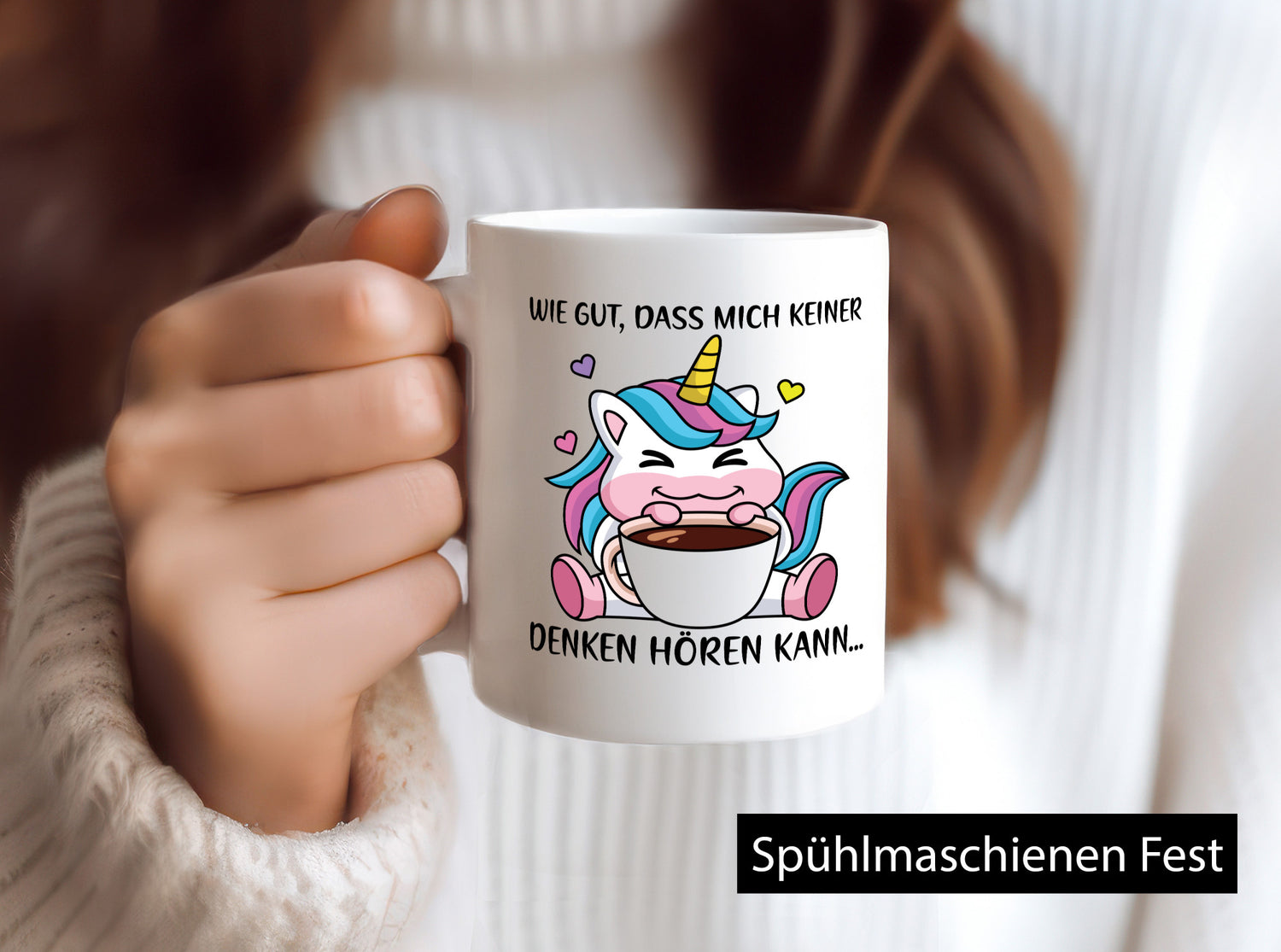 Denken hören kann | Einhorn Comic Humor Kaffeeliebhaber Geschenk Geschenkidee