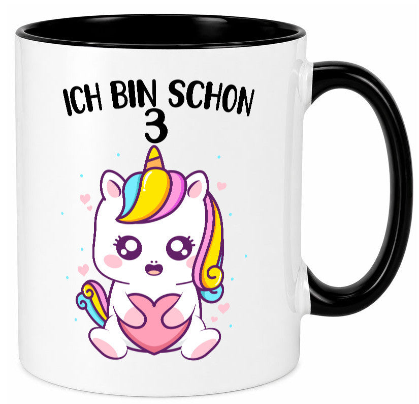 3. Geburtstag | Ich bin schon 3 Jahre Einhorn Mädchen lustig Geschenkidee Tasse