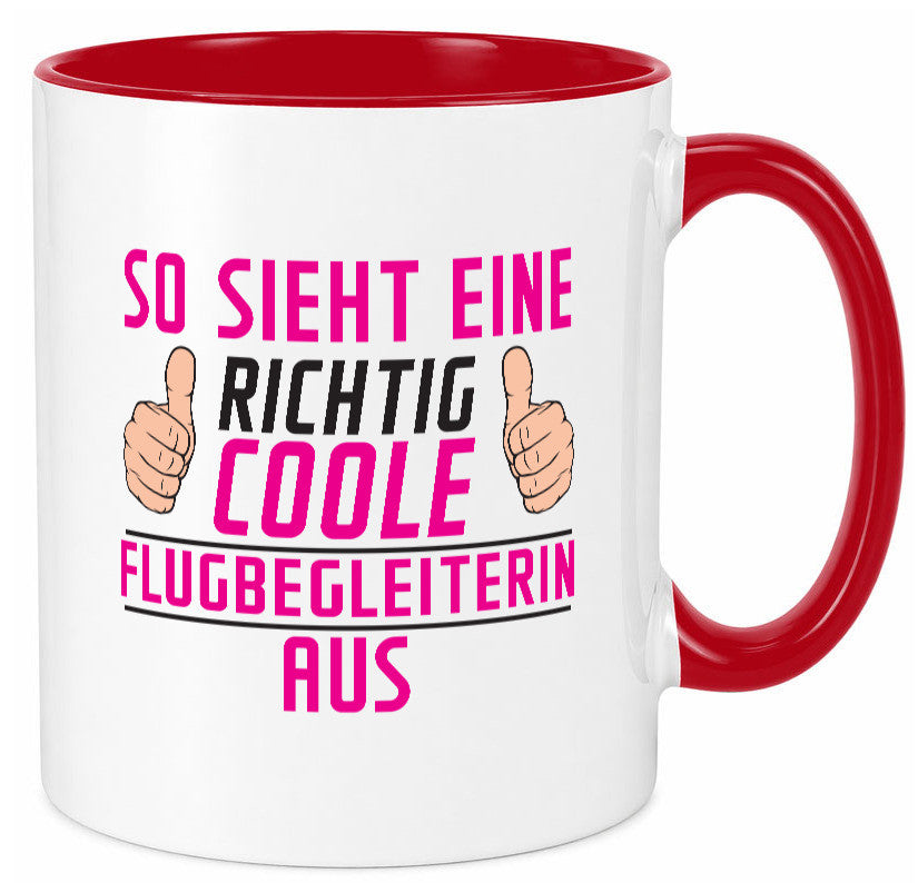 Richtig Coole Flugbegleiterin | Stewardess Flughafen lustiger Spruch Geschenk Tasse