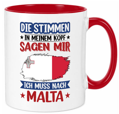 Malta | Urlaub Stimmen in meinem Kopf Traumland lustiger Spruch Geschenk Humor Tasse