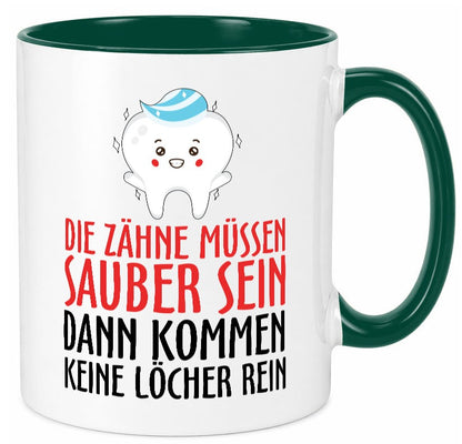 Sauber Zähne lustiger Spruch Geschenk Humor Geschenkidee Tasse