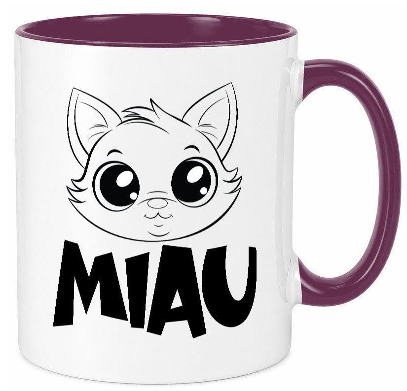 Miau | Katze Geschenkidee Tierliebhaber Humor Tasse