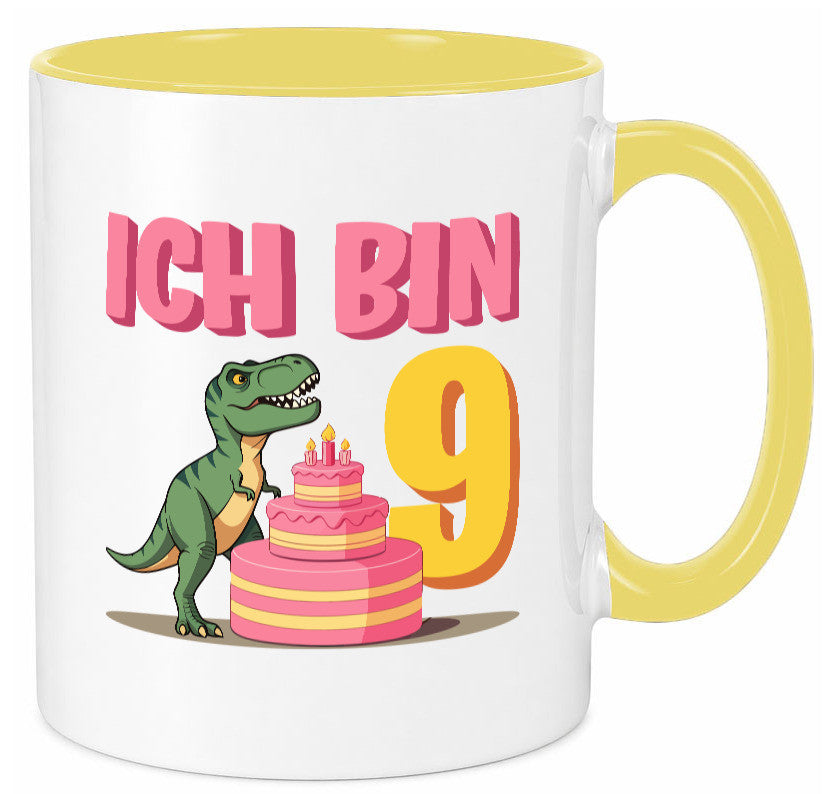 9 Geburtstag | Jahre Dinosaurier mit Kuchen Geschenk Geschenkidee lustiger Tasse