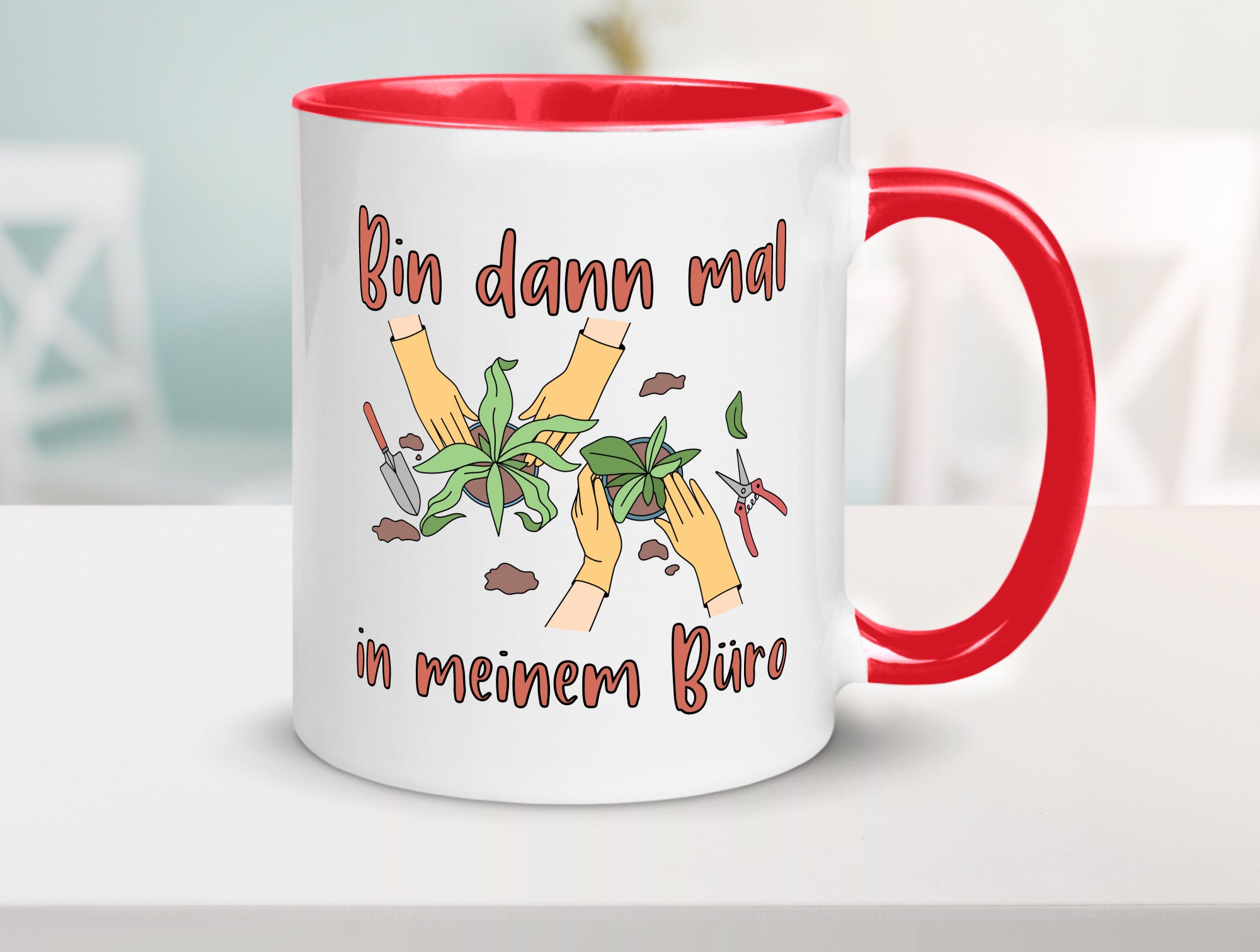 Bin im Büro | Gartenarbeit Pflanzen Humor Witz Geschenkidee Arbeit Kollegen