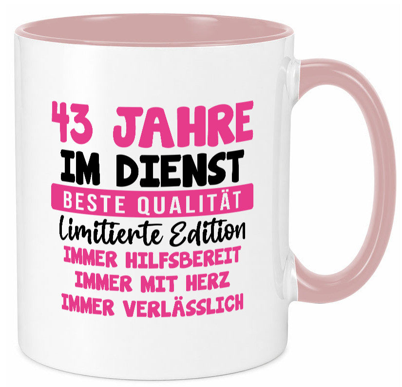 43 Jahre im Dienst | Jubiläum Arbeit v10 Geschenk Kollegen Büro lustiger Spruch Tasse