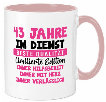 43 Jahre im Dienst | Jubiläum Arbeit v10 Geschenk Kollegen Büro lustiger Spruch Tasse