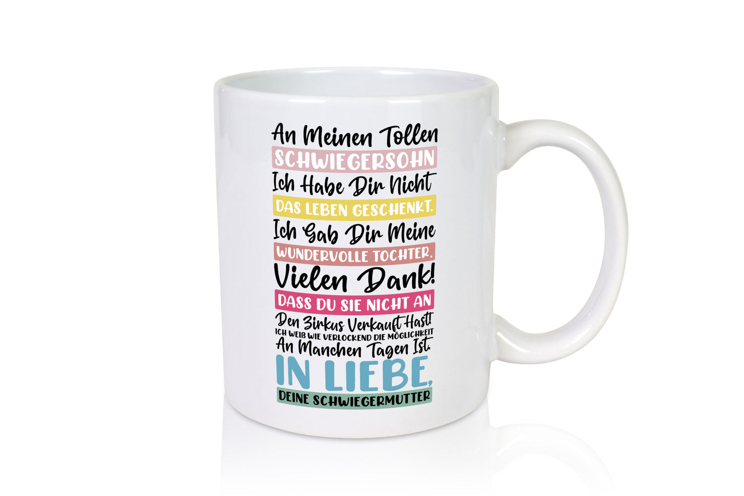 An meinen tollen Schwiegersohn vl10 Humor Familie Geschenkidee Tasse
