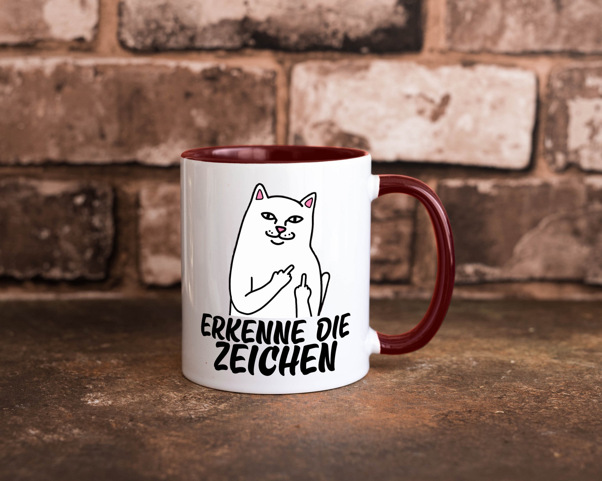 Erkenne die Zeichen | Katze Schatten Mittelfinger Geschenk Tierliebhaber Humor