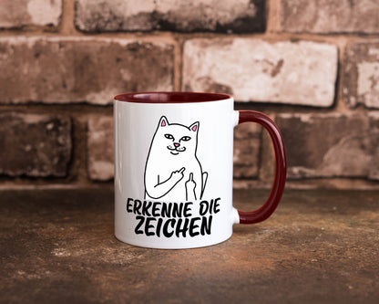 Erkenne die Zeichen | Katze Schatten Mittelfinger Geschenk Tierliebhaber Humor