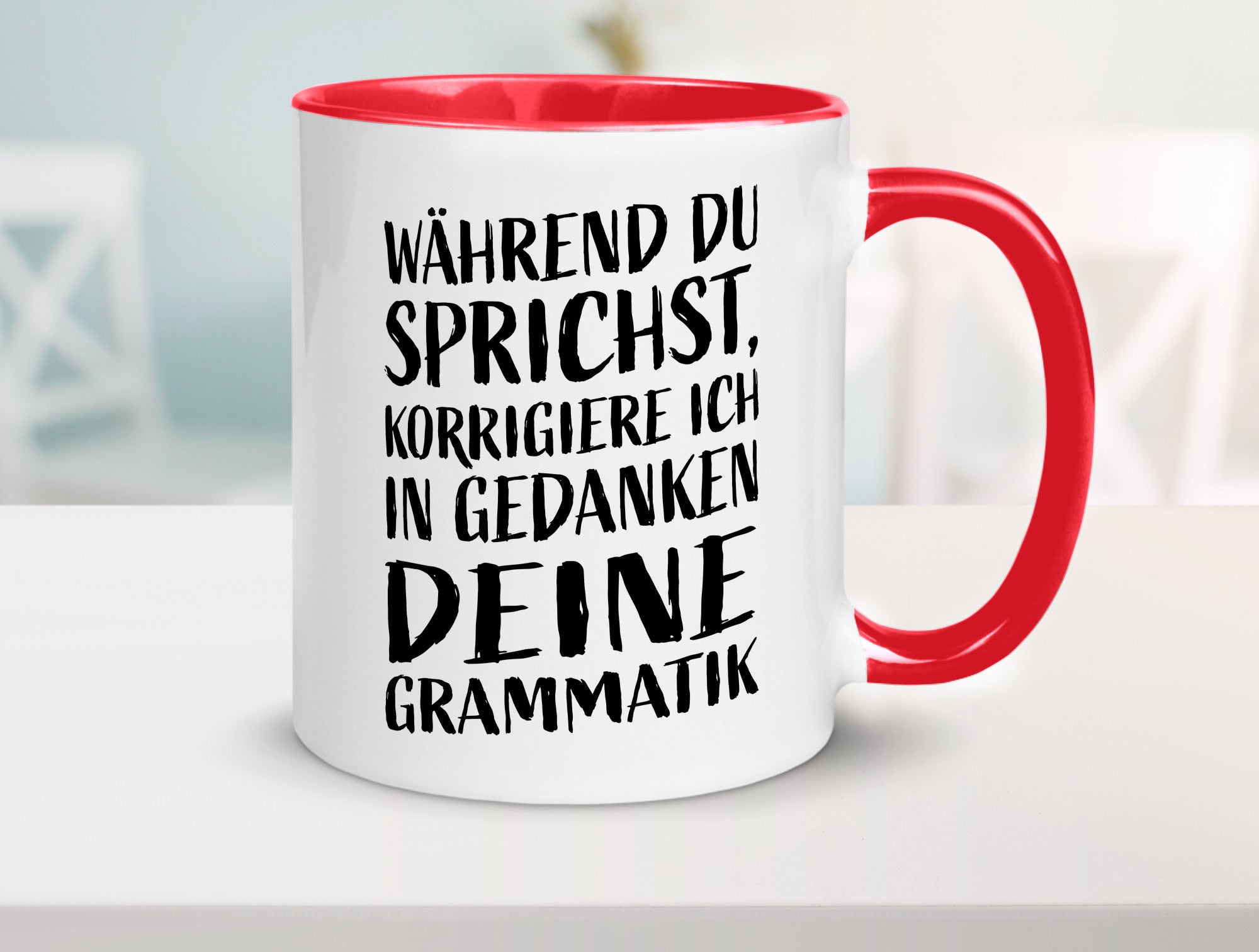 Während du sprichst, Grammatik korrigieren lustiger Spruch Geschenk Humor