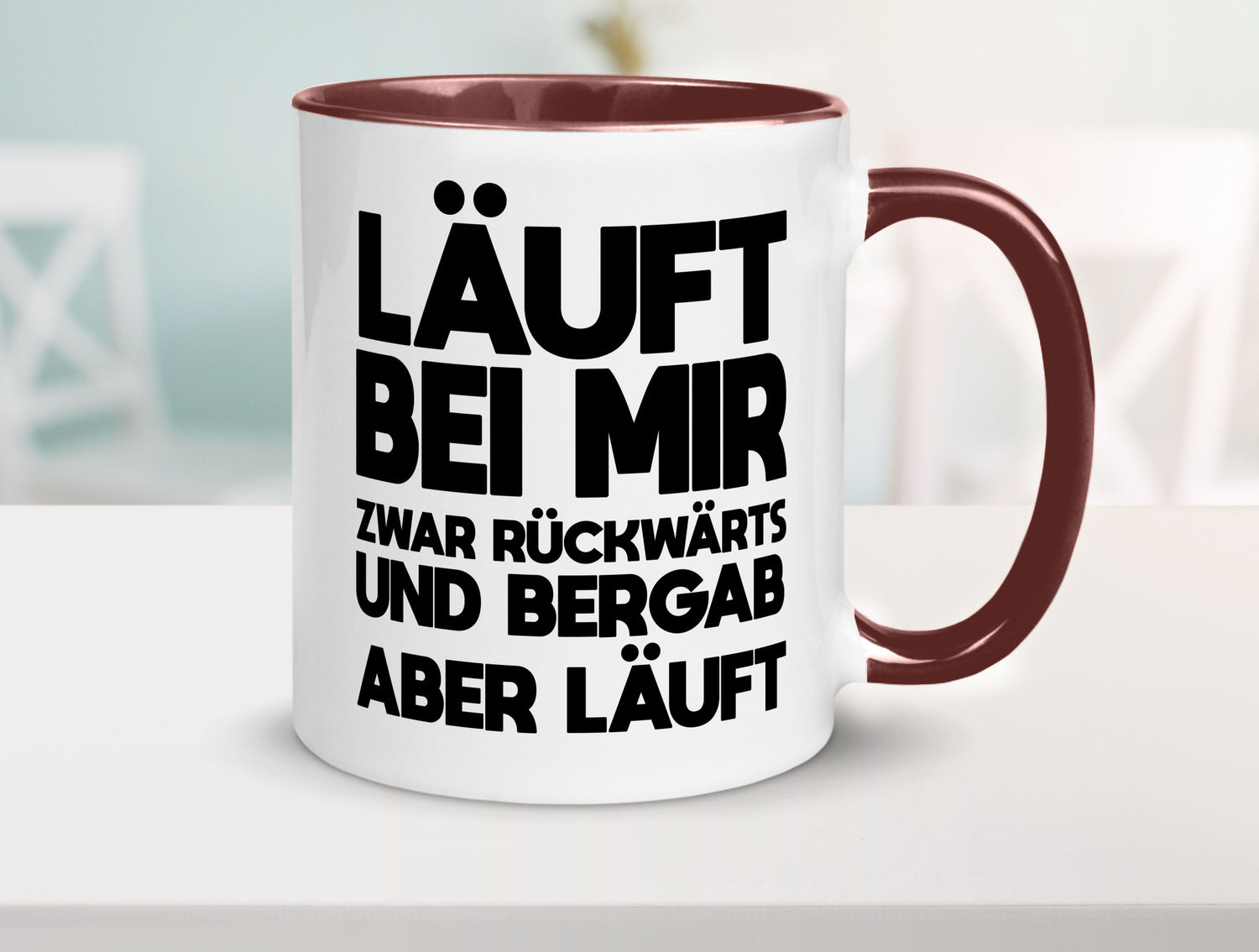 Läuft bei mir | Rückwerts aber Motivation Geschenkidee Humor Tasse
