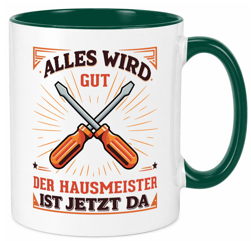 Hausmeister ist da | Facility Manager v2 Geschenk Humor Geschenkidee lustiger Tasse