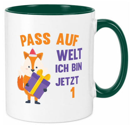 Pass auf Welt ich bin jetzt 1 | Baby Geburtstag lustiger Spruch Geschenk Tasse
