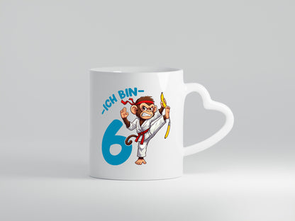 Ich bin 6 | 6. Geburtstag Karate Kampfsport Affe Geschenkidee Humor Tasse
