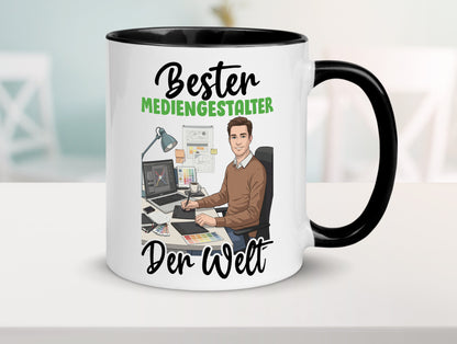 Bester Mediengestalter | Medien v2 Geschenk Humor Geschenkidee lustiger Spruch Tasse