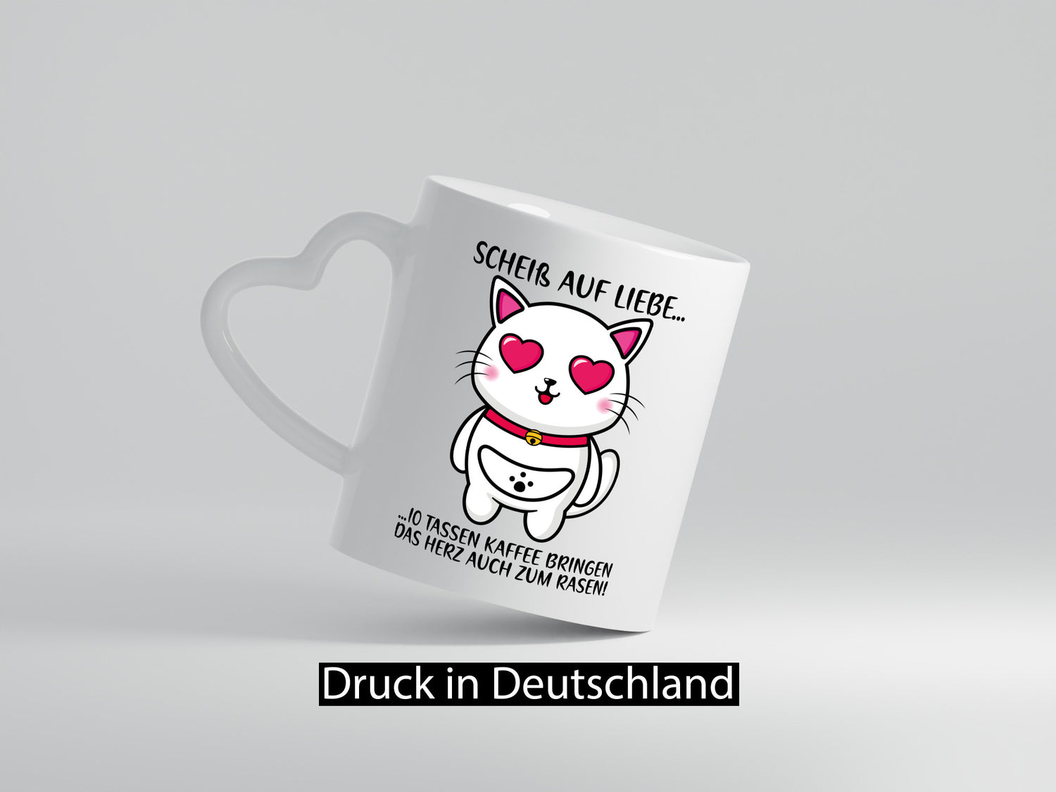 Scheiß auf Liebe | Katze mit Herzen Kaffee Kaffeetrinker Geschenkidee