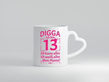 Ich bin 13 | Geburtstag kann und weiß alles Herzchen Geschenkidee Humor Tasse