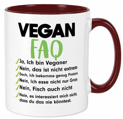 Vegan FAQ | Veganer Lifestyle Ich liebe Humor Geschenkidee Tasse