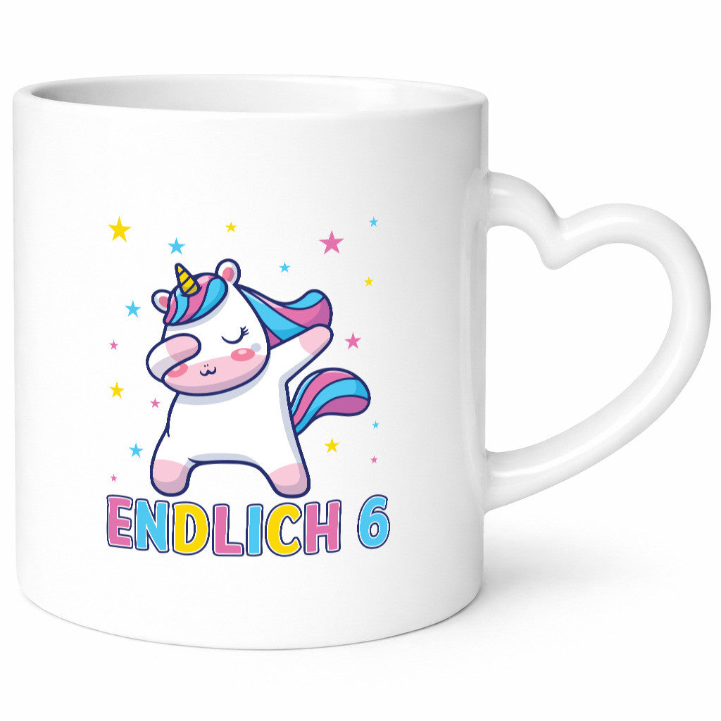 Endlich 6 | Einhorn Sterne lustiger Spruch Geschenk Humor Geschenkidee Tasse