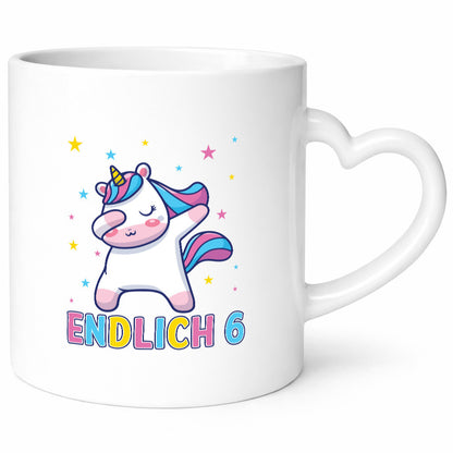 Endlich 6 | Einhorn Sterne lustiger Spruch Geschenk Humor Geschenkidee Tasse