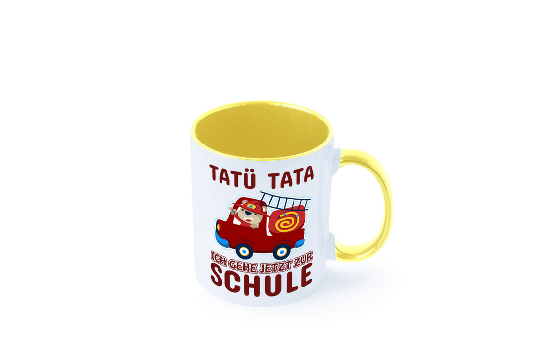 Bär in Feuerwehrauto | Tatü Tata Einschulung Tasse Humor Geschenkidee