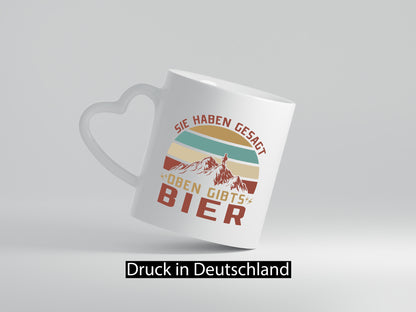 Oben gibt´s Bier | Mensch Berge Geschenkidee Humor Tasse