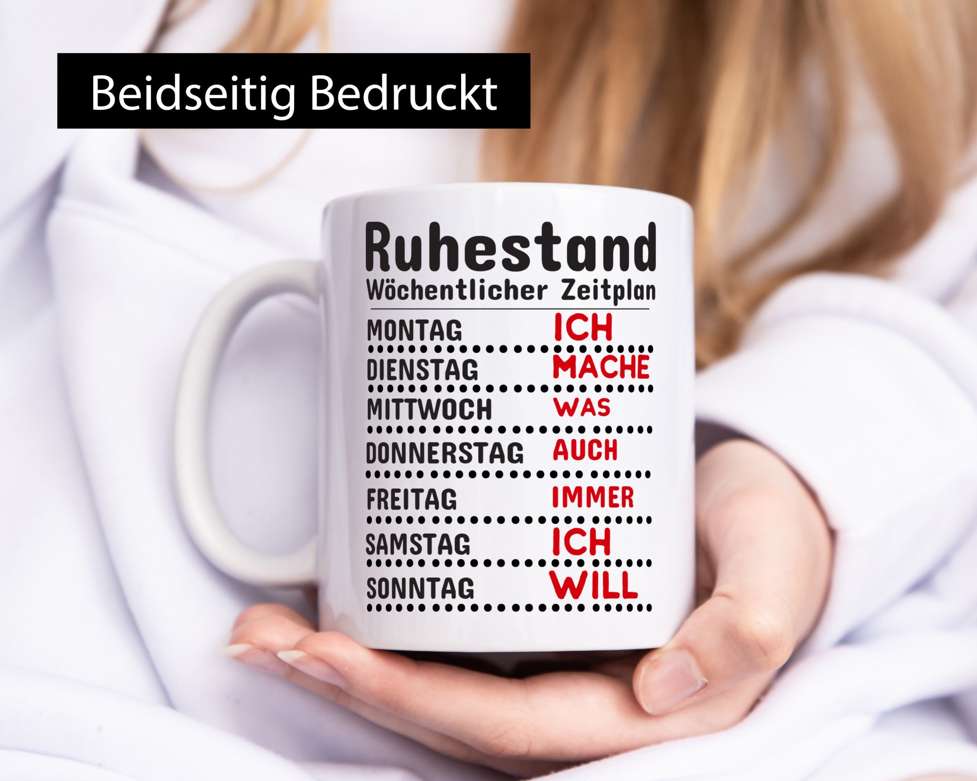 Rentner Zeitplan lustiger Spruch Geschenk Ruhestand Jubiläum Tasse