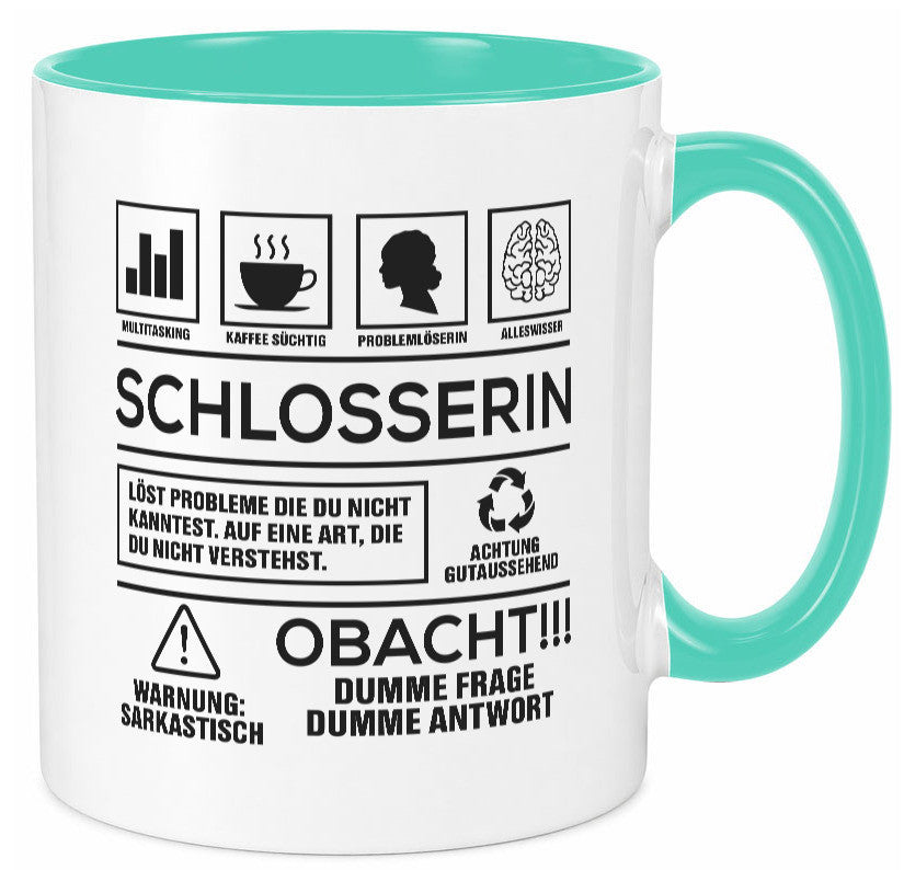 Achtung Probleme Schlosserin | Schlosserei Geschenkidee Humor Tasse