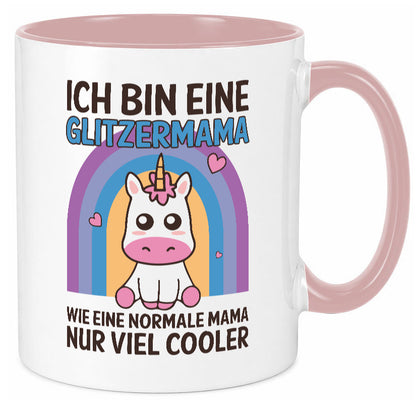 Glitzermama, wie normal, nur cooler | Einhorn Geschenkidee Familie Humor Tasse