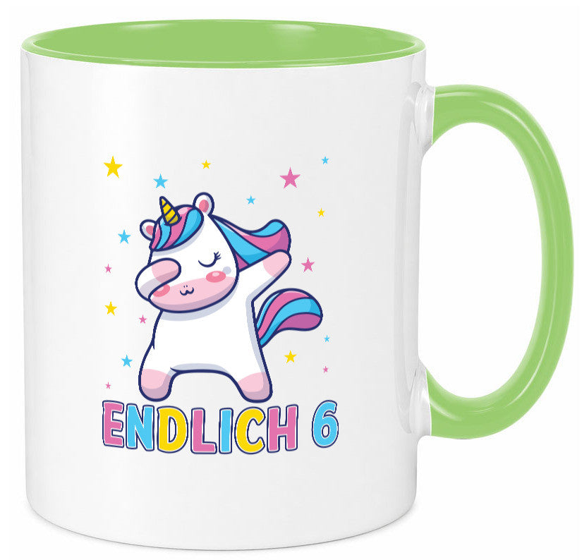 Endlich 6 | Einhorn Sterne lustiger Spruch Geschenk Humor Geschenkidee Tasse