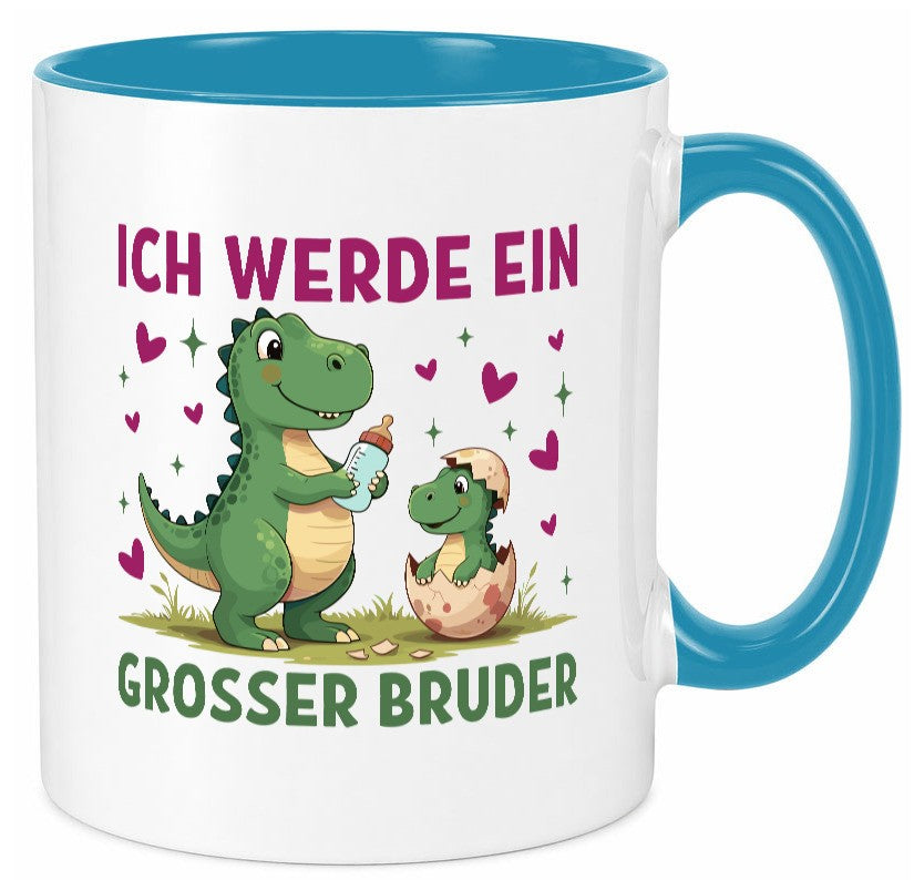 Ich werde ein Großer Bruder | Dino Dinosaurier lustiger Spruch Geschenk Humor Tasse