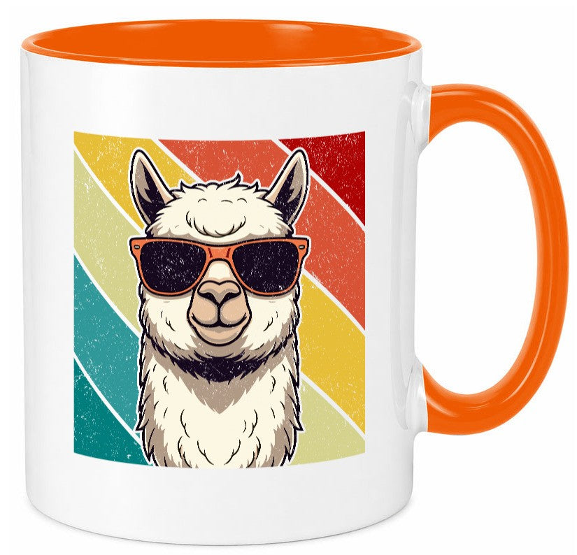 Lama | Retro Alpaka mit Sonnenbrille Geschenk Humor Geschenkidee lustiger Tasse