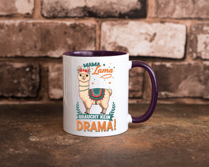 Mama Lama braucht kein Drama | Muttertag Humor Familie Geschenkidee Tasse