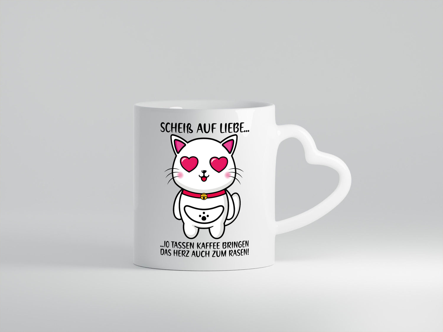 Scheiß auf Liebe | Katze mit Herzen Kaffee Kaffeetrinker Geschenkidee