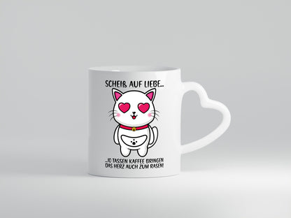 Scheiß auf Liebe | Katze mit Herzen Kaffee Kaffeetrinker Geschenkidee