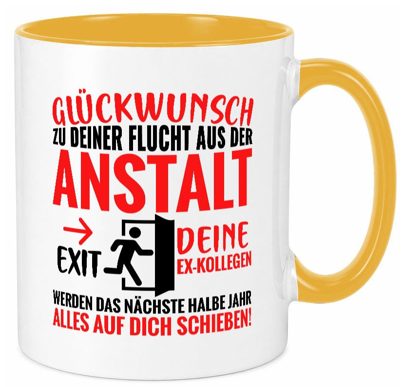 Glückwunsch zur Flucht | Abschied Arbeitskollegen Humor Arbeit Kollegen Büro Tasse