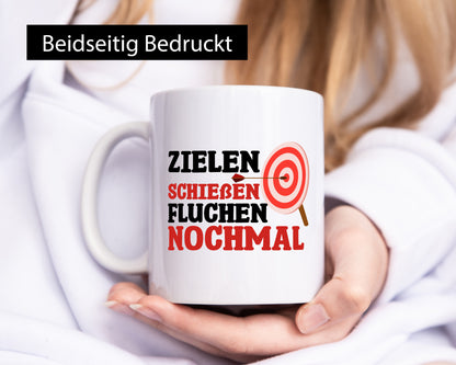 Zielen Schießen fluchen nochmal | Bogenschießen Geschenkidee Humor Tasse