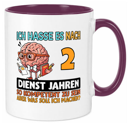 2 Dienstjahre | Arbeit Kompetent lustig Kollegen Büro Geschenk Tasse