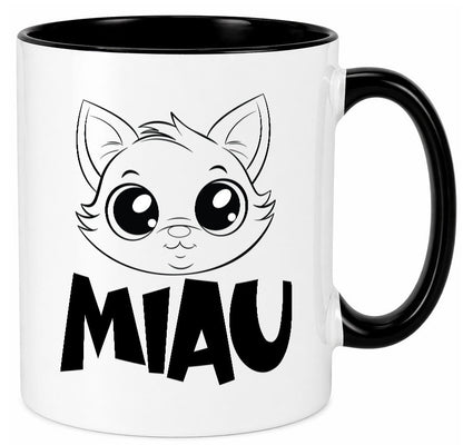 Miau | Katze Geschenkidee Tierliebhaber Humor Tasse