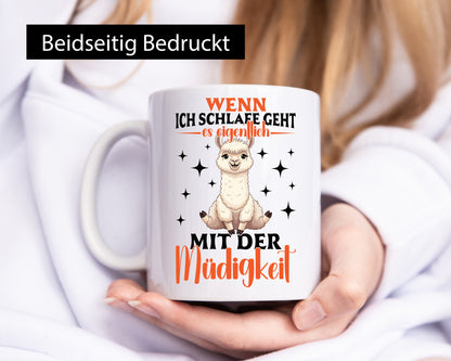 Wenn ich schlafe dann geht es | Lama Alpaka lustiger Spruch Geschenk Humor