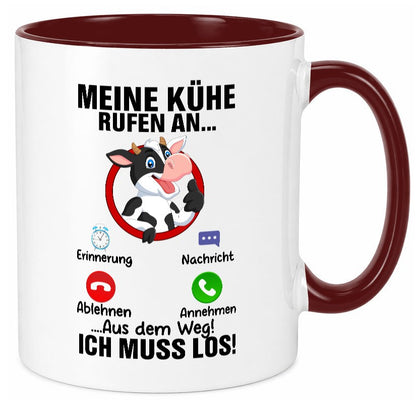 Meine Kühe rufen an | Landwirt Kuh Bauernhof Geschenk Humor Geschenkidee Tasse