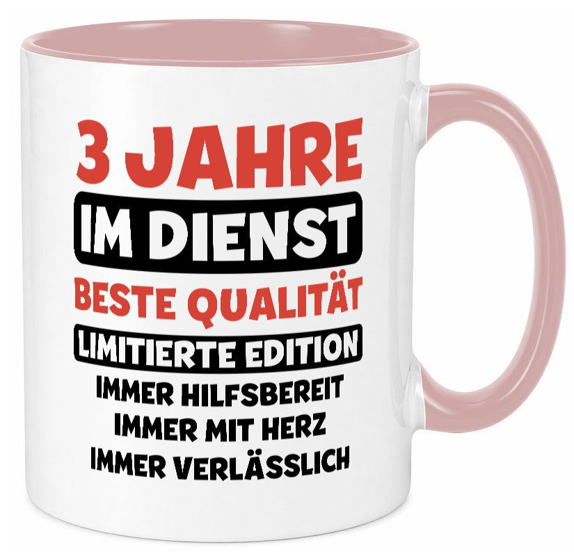 3 Jahre im Dienst | Jubiläum Arbeit v3 lustiger Spruch Geschenk Kollegen Büro Tasse