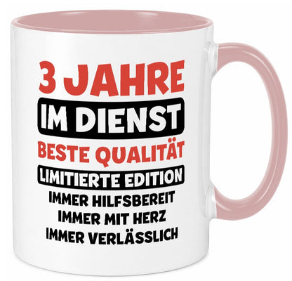 3 Jahre im Dienst | Jubiläum Arbeit v3 lustiger Spruch Geschenk Kollegen Büro Tasse
