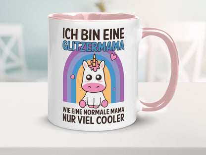 Glitzermama, wie normal, nur cooler | Einhorn Geschenkidee Familie Humor Tasse