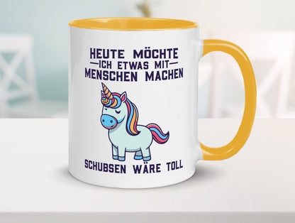 Heute möchte ich Menschen schubsen | Einhorn v2 Geschenk Humor Geschenkidee