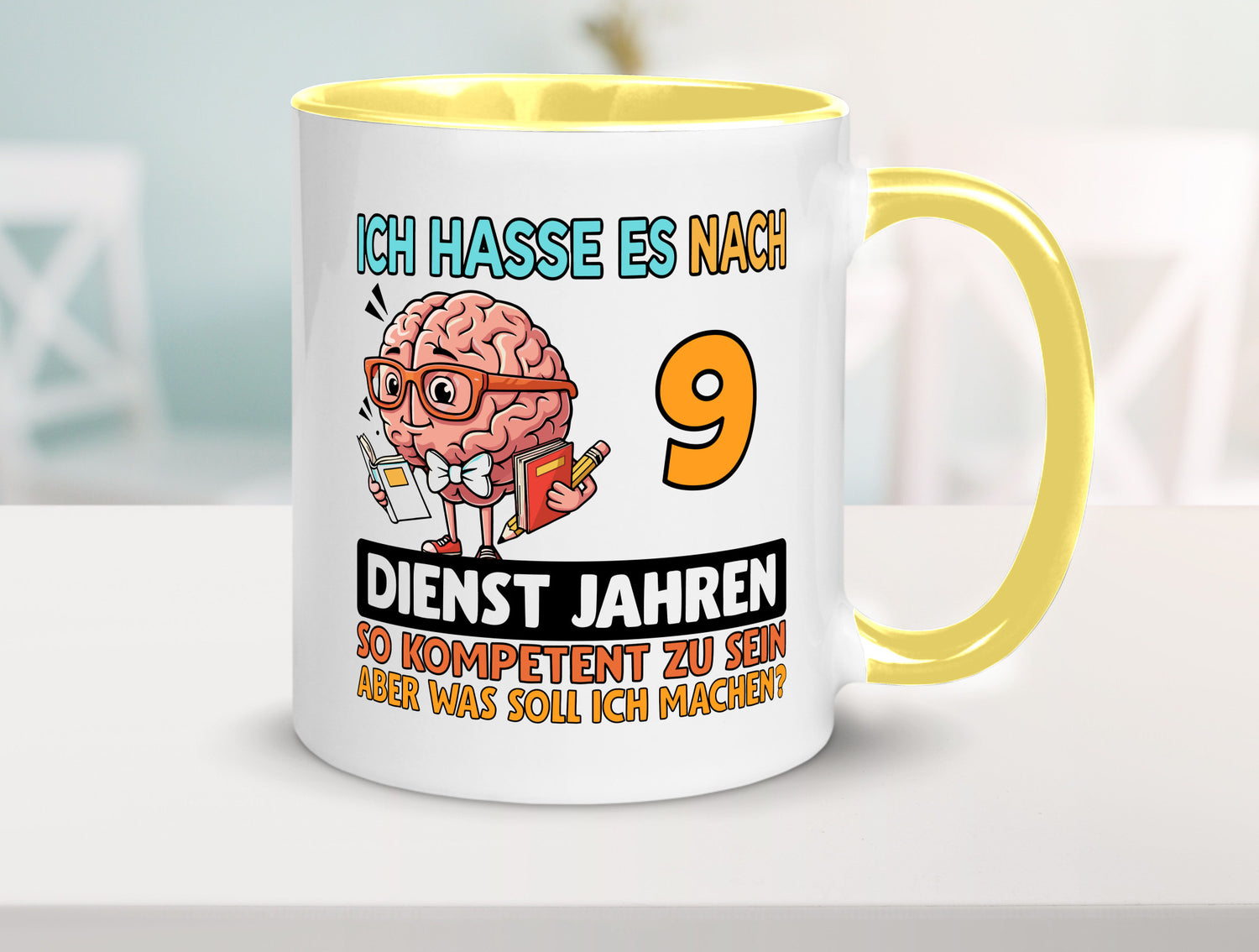 9 Dienstjahre | Arbeit Kompetent Humor Kollegen Büro Geschenkidee Tasse