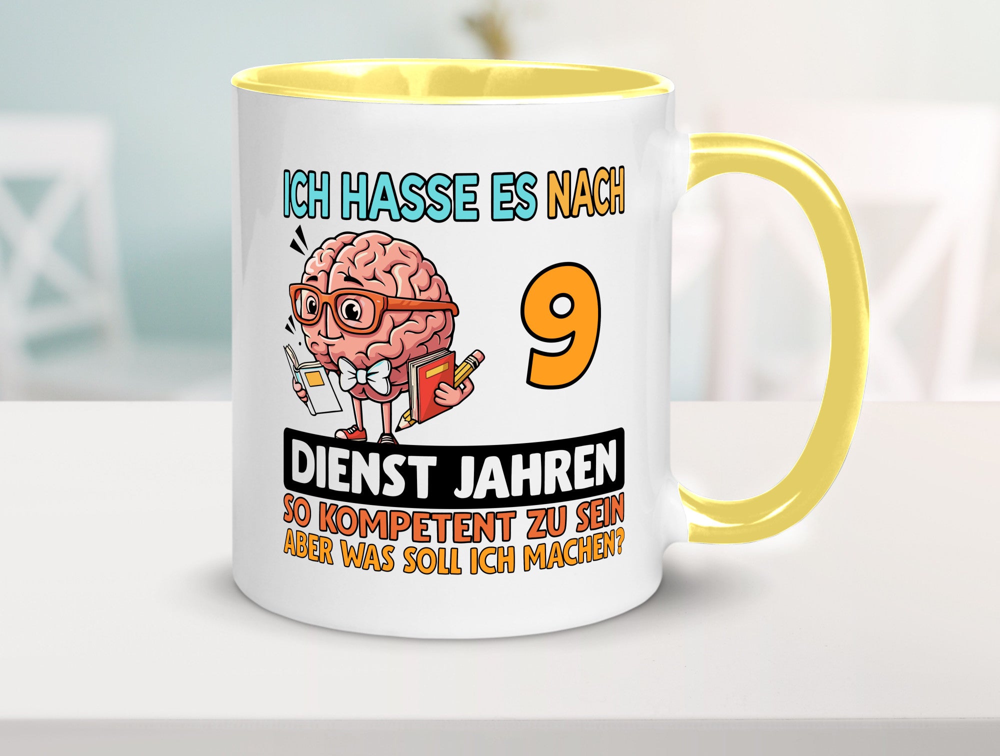 9 Dienstjahre | Arbeit Kompetent Humor Kollegen Büro Geschenkidee Tasse