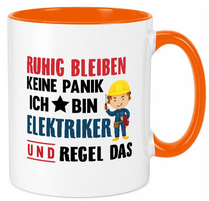 Ruhig bleiben keine Panik ich bin elektriker und regel das Humor Geschenkidee Tasse